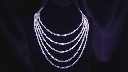 Classic 18K Gold Plated 4-Prong Zircon Tennis Necklace (2mm, 3mm, 4mm, 5mm, 6mm)
